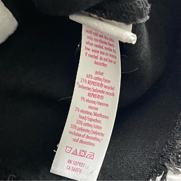 Justice Denim Hooded Jean Jacket Raw Hem Pockets Stretch Size 12 - Picture 5 of 7